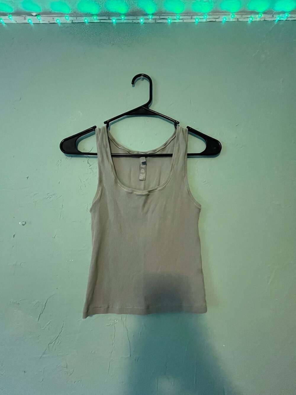 SKIMS Ribbed Tank Top Size L/G/G Mineral Green Cotton Blend